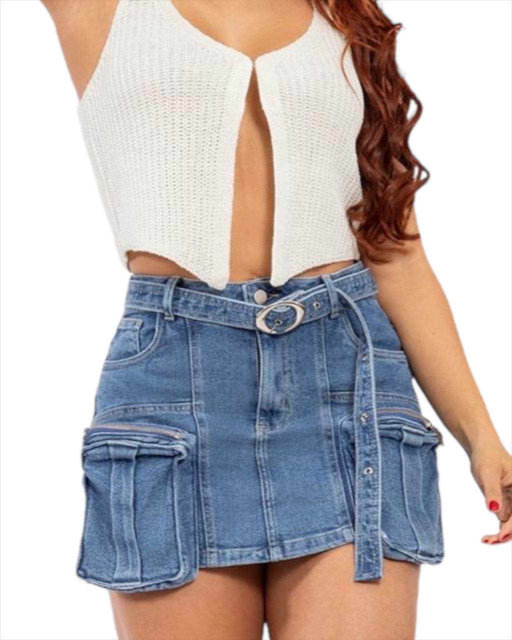 FALDA SHORT CARGO PRETINA