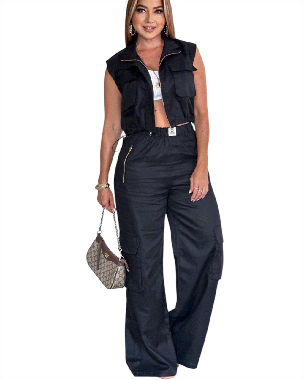 CONJUNTO SATIN NEGRO