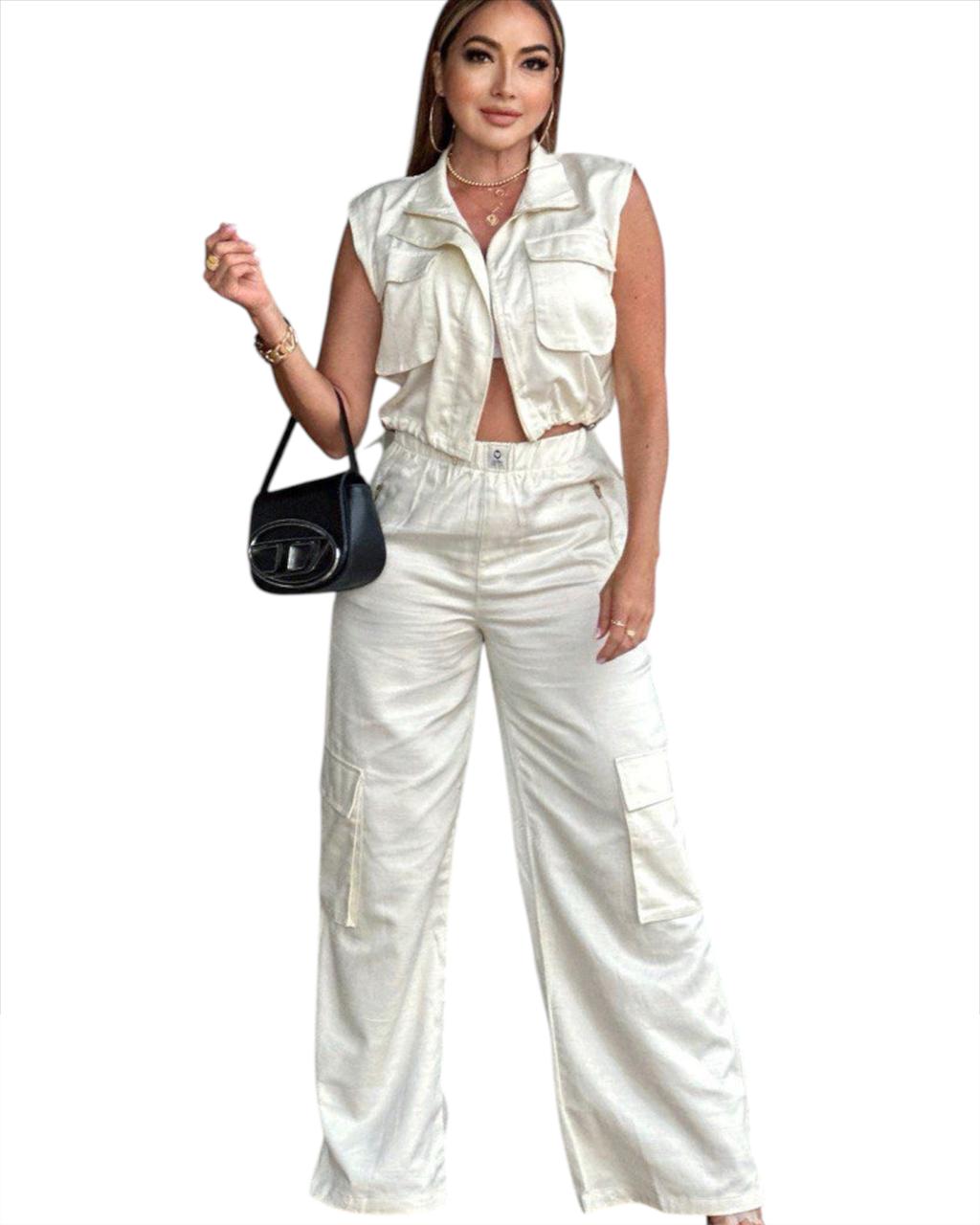 CONJUNTO SATIN MARFIL