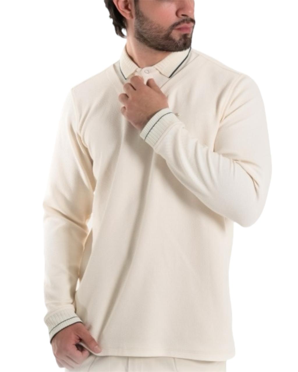 BUZO CUELLO BOTONES CREMA