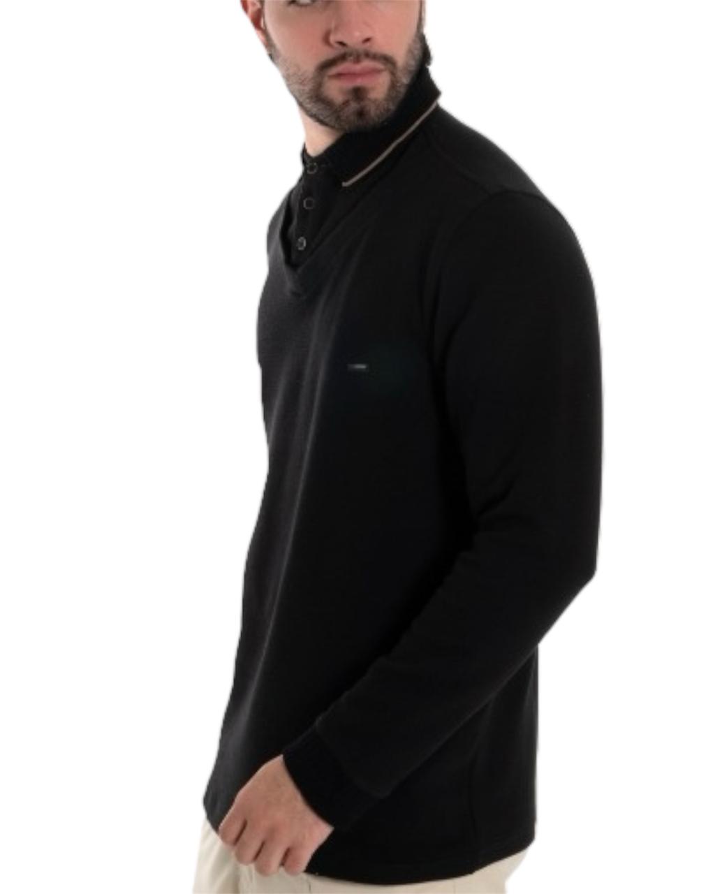 BUZO CUELLO BOTONES NEGRO