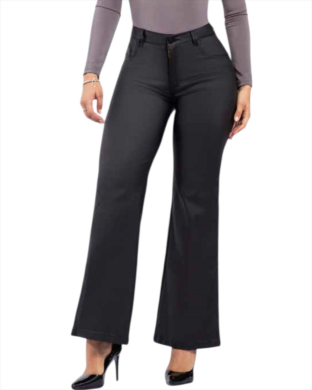 JEAN RECTO NEGRO CUERINA