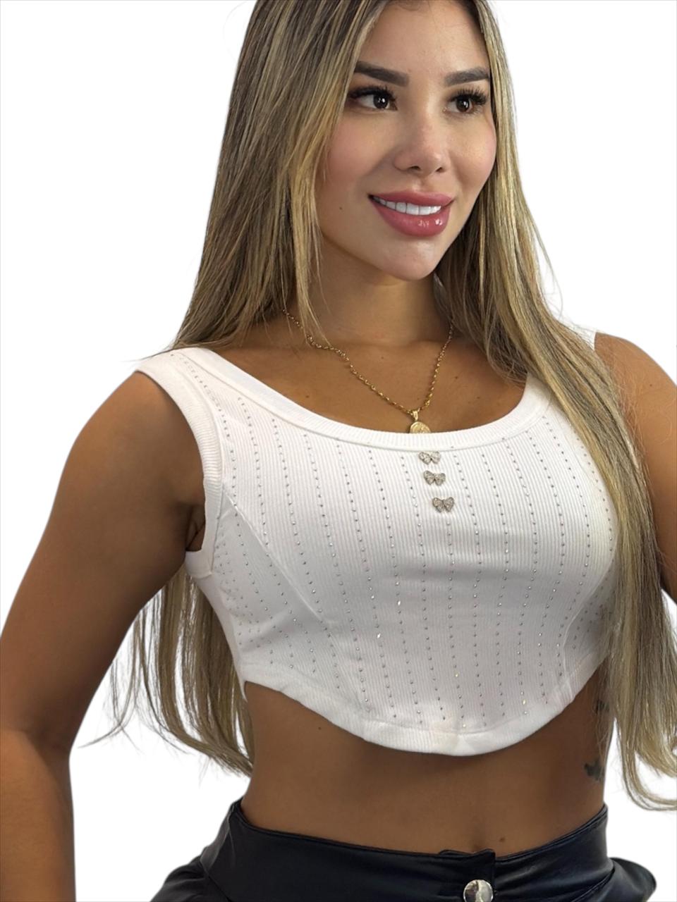 BLUSA CORTE EN V BRILLO