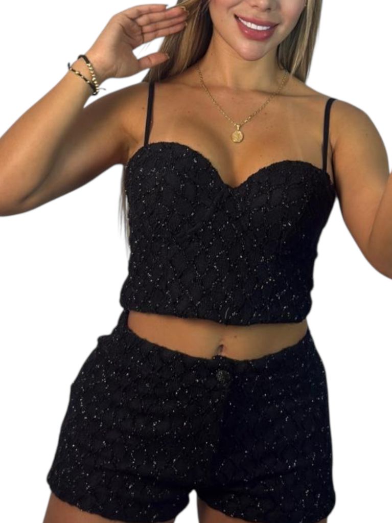 SET CORPIÑO SHORT NEGRO