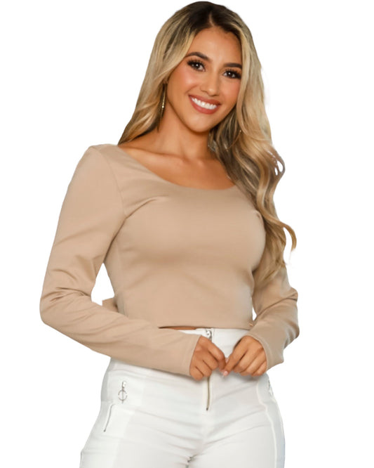 BLUSA PUNTO ROMA MANGA LARGA