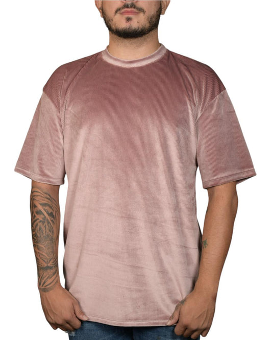 CAMISETA OVERSIZED TERCIOPELO PALO ROSA