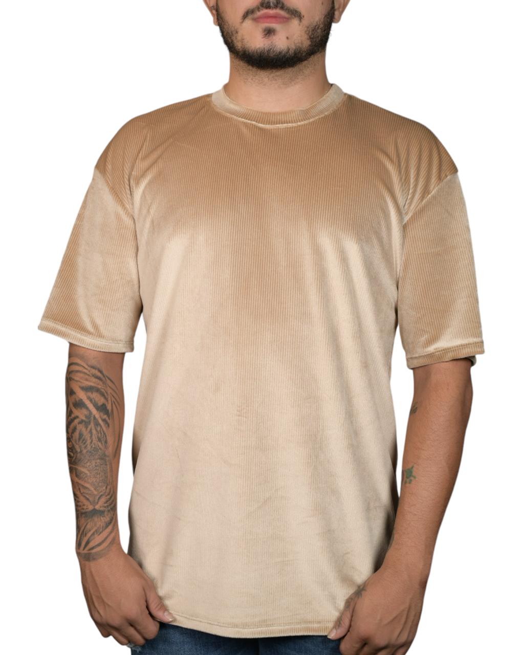 CAMISETA OVERSIZED TERCIOPELO BEIGE