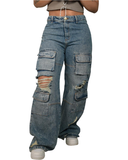 JEAN CARGO 3D CON CORTES