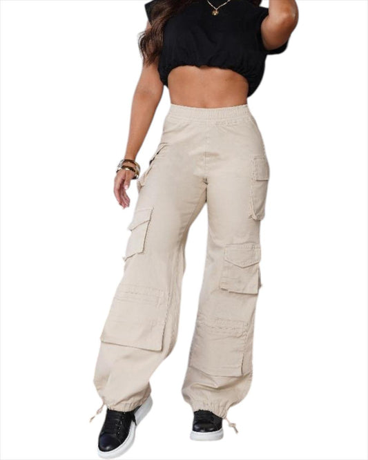 CARGO DRIL BEIGE RESORTE