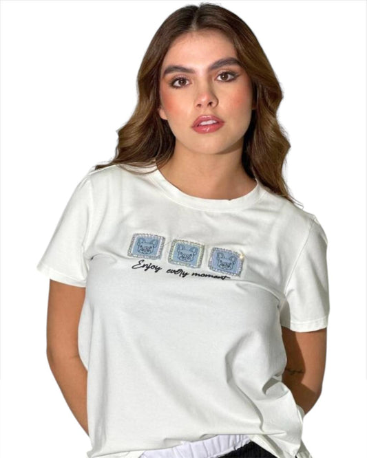 CAMISETA BORDADO CUADROS