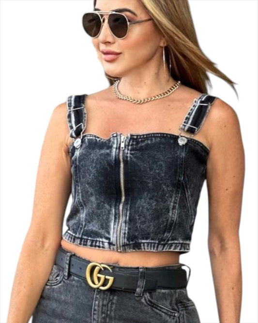TOP GRIS CIERRE