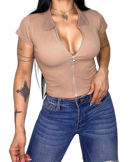 BLUSA CIERRE CUELLO HILO