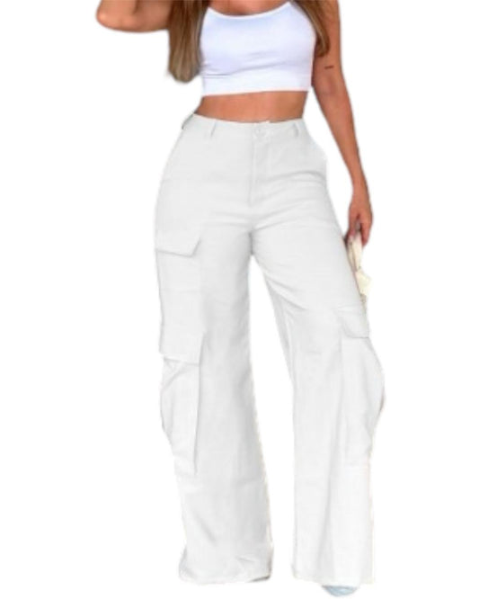 PANTALON CARGO TELA MARFIL
