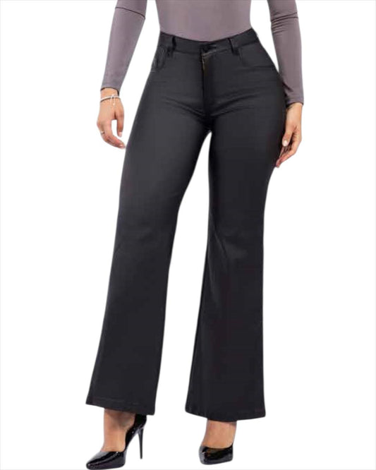 JEAN RECTO NEGRO CUERINA