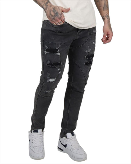 JEAN SKINNY GRIS ROTOS
