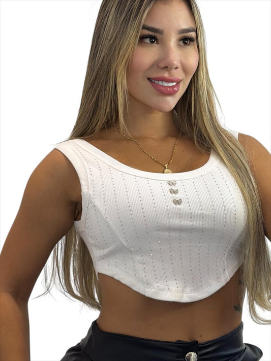 BLUSA CORTE EN V BRILLO
