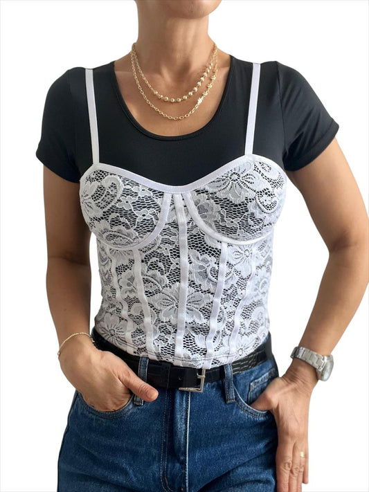 CAMISETA CORSET NEGRO