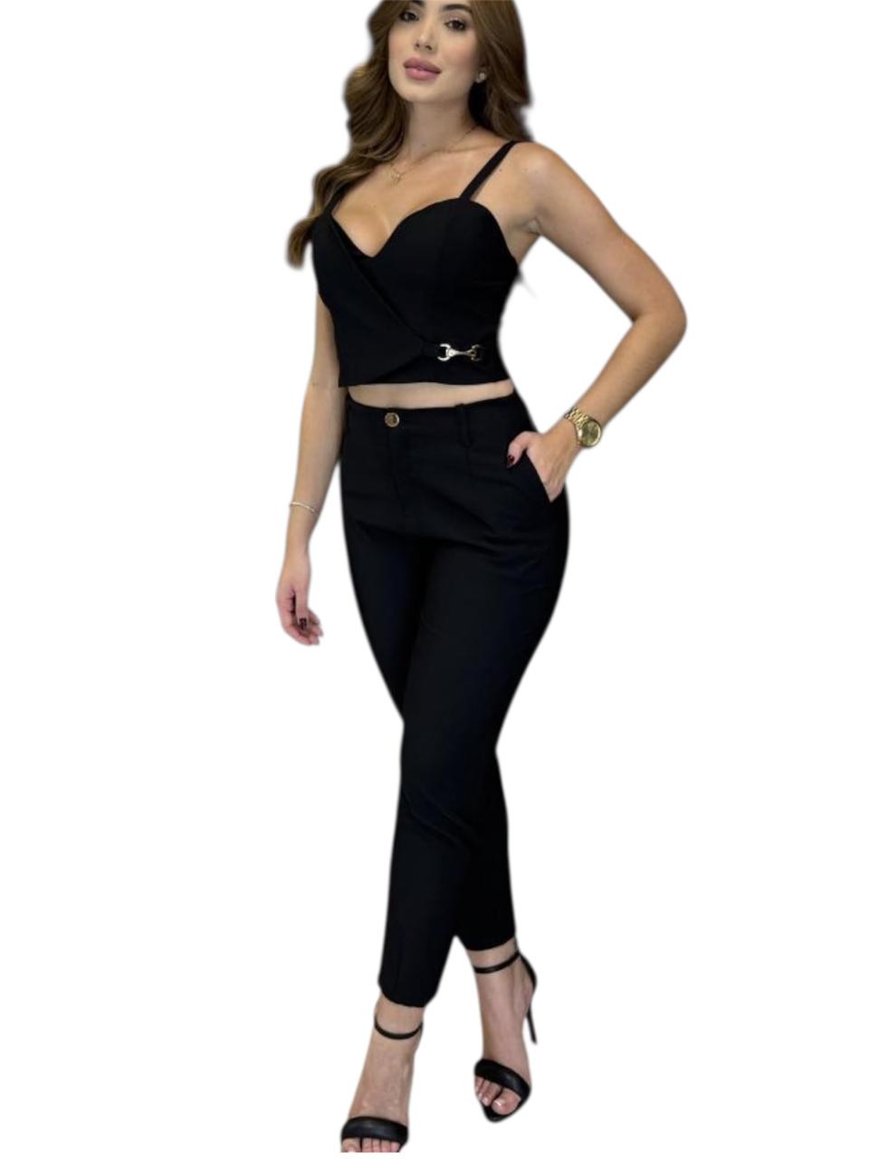 SET BLUSA CRUZADA NEGRO