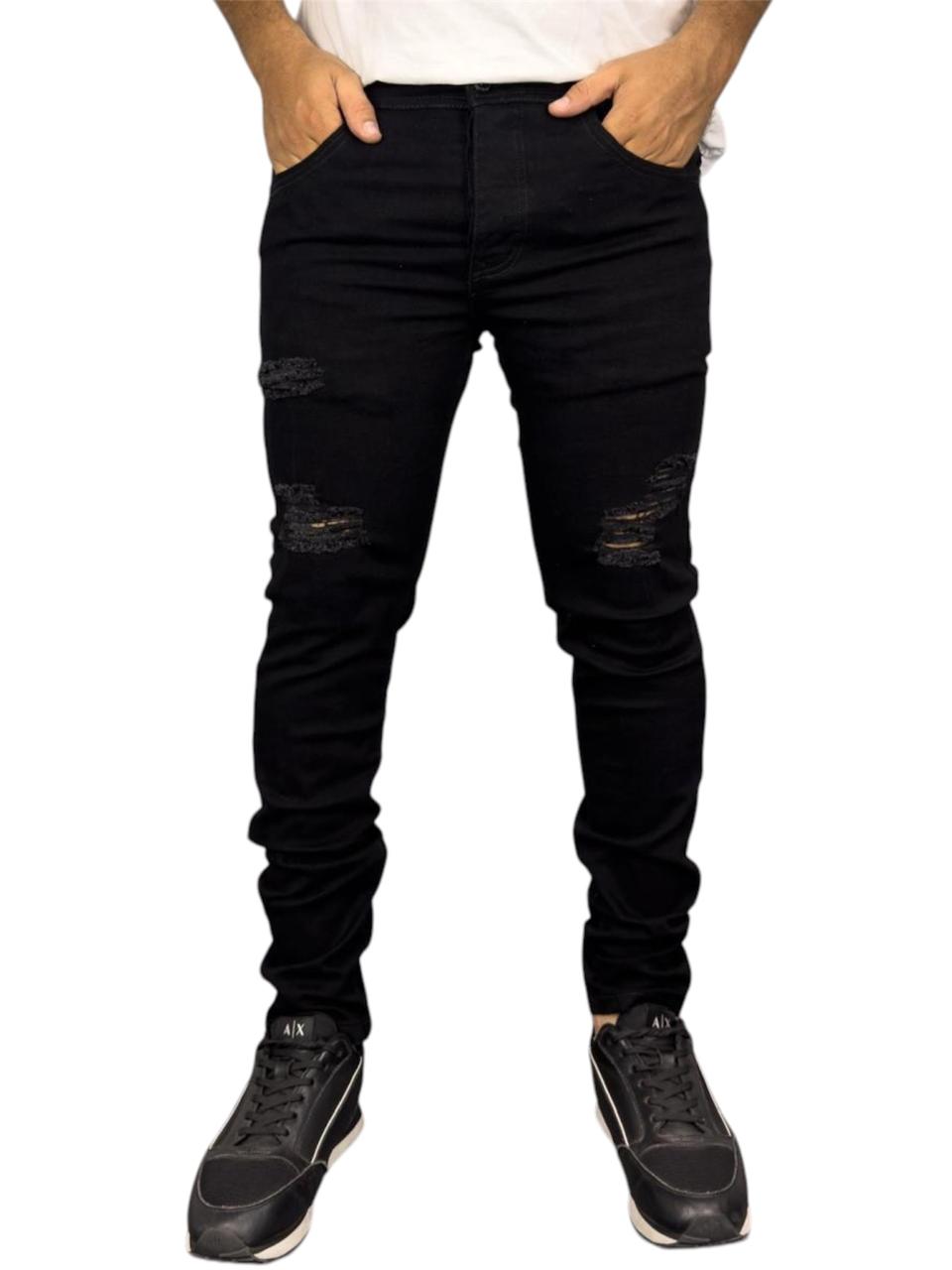 JEAN SKINNY NEGRO ROTOS