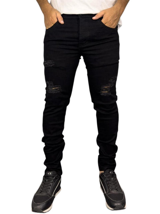JEAN SKINNY NEGRO ROTOS