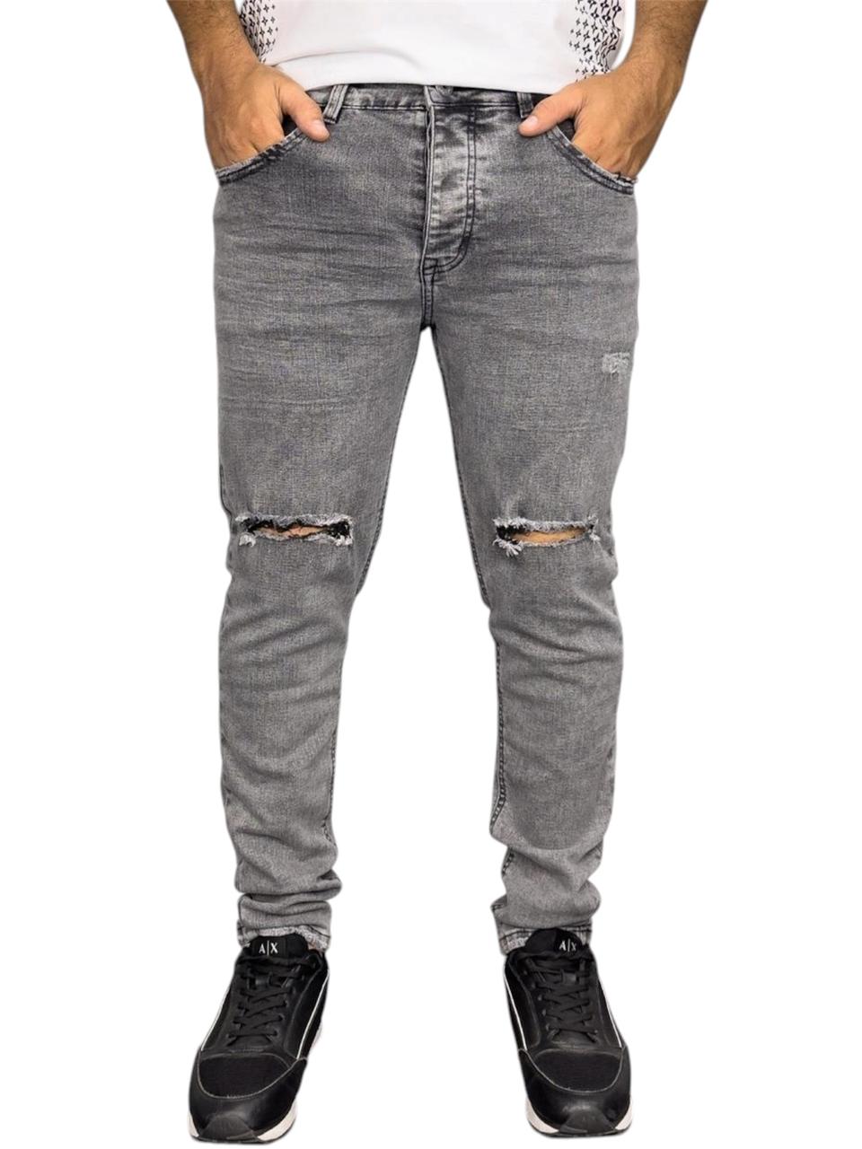 JEAN SKINNY GRIS CLARO ROTOS