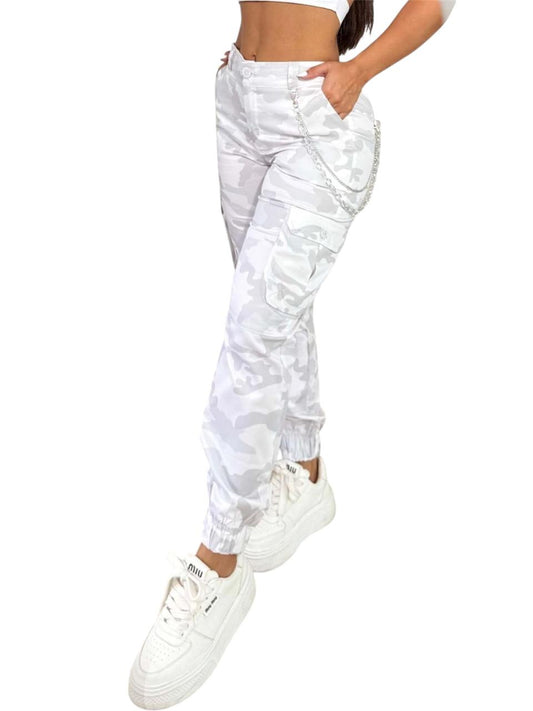 PANTALON DRILL ESTAMPADO BLANCO