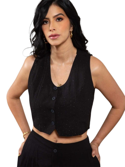 CHALECO NEGRO PIEDRAS